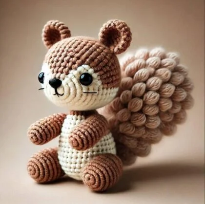 Handmade Crochet Squirrel Doll - Adorable Woodland Companion